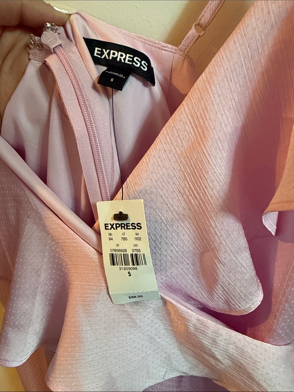 Express Light Pink Ruffle-Trim High-Low Slip Dress - Picture 6 of 8